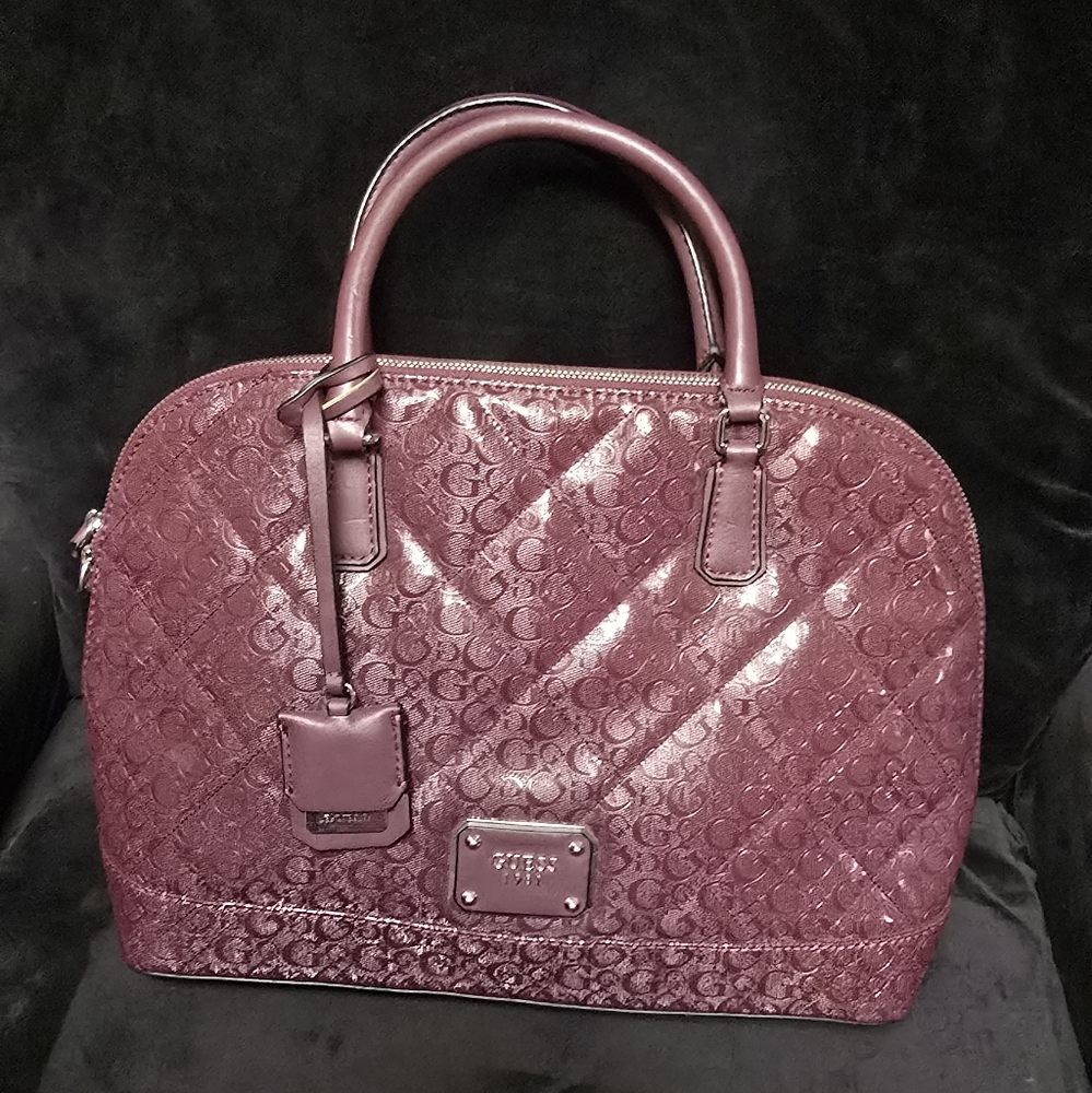 Guess Burgundy Embossed Handbag - Picture 2 of 7